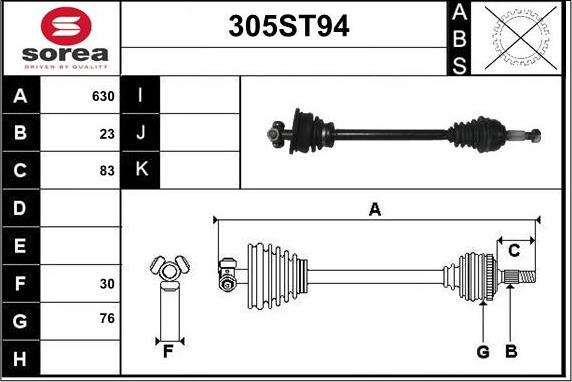 STARTCAR 305ST94 - Приводной вал autospares.lv