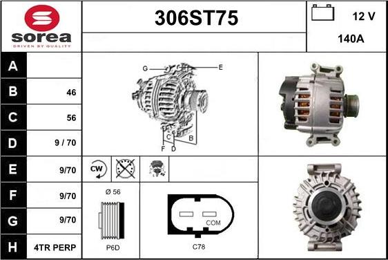 STARTCAR 306ST75 - Генератор autospares.lv