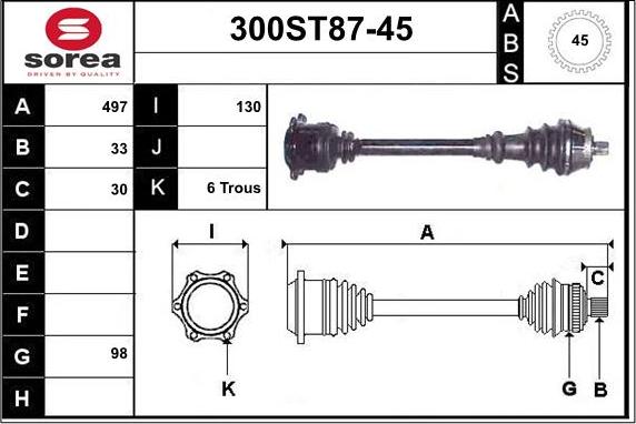 STARTCAR 300ST87-45 - Приводной вал autospares.lv