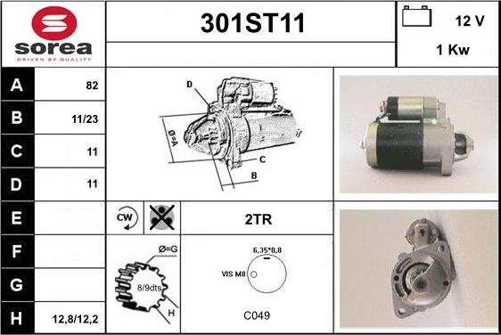 STARTCAR 301ST11 - Стартер autospares.lv