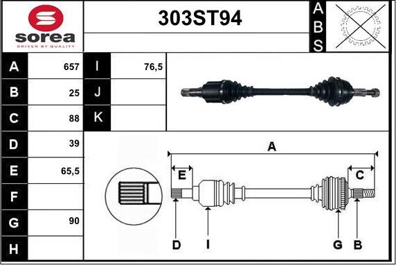 STARTCAR 303ST94 - Приводной вал autospares.lv