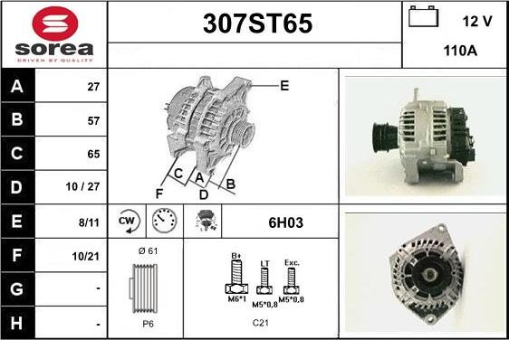 STARTCAR 307ST65 - Генератор autospares.lv