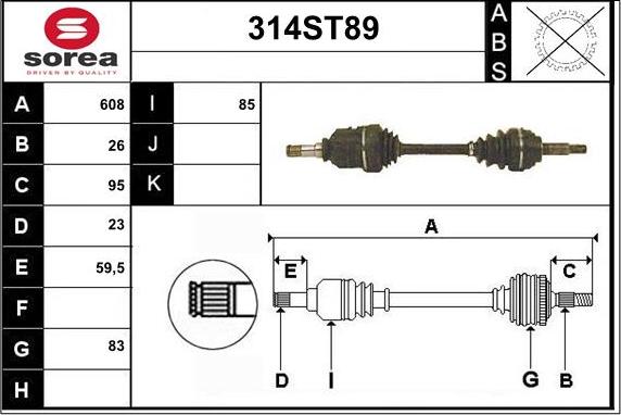 STARTCAR 314ST89 - Приводной вал autospares.lv