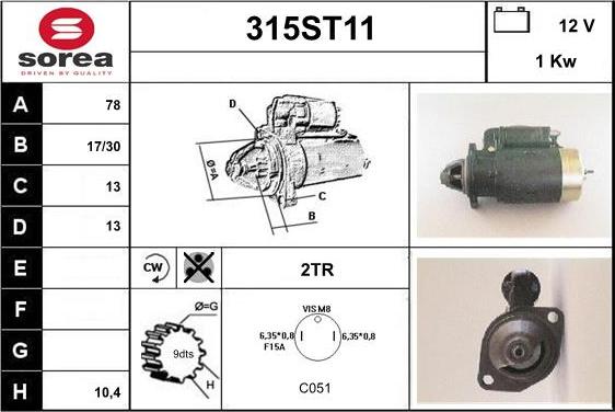 STARTCAR 315ST11 - Стартер autospares.lv