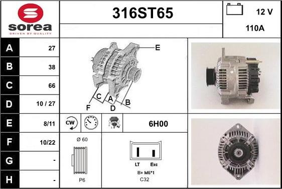 STARTCAR 316ST65 - Генератор autospares.lv