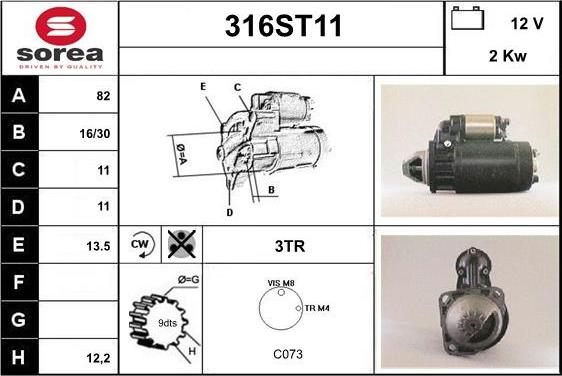 STARTCAR 316ST11 - Стартер autospares.lv