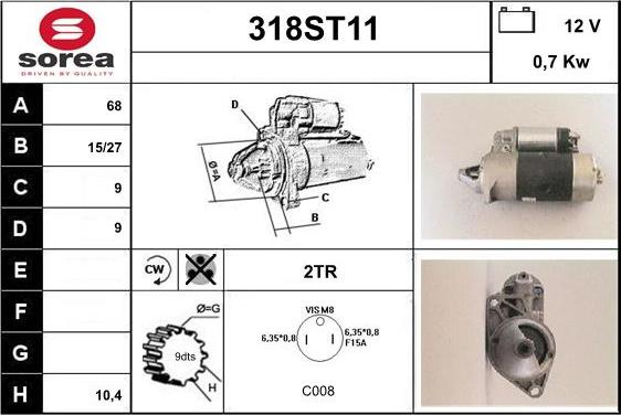 STARTCAR 318ST11 - Стартер autospares.lv