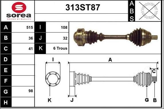 STARTCAR 313ST87 - Приводной вал autospares.lv