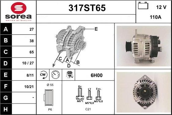 STARTCAR 317ST65 - Генератор autospares.lv