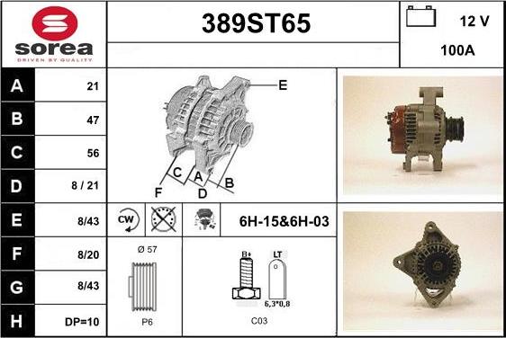 STARTCAR 389ST65 - Генератор autospares.lv