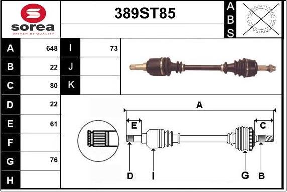 STARTCAR 389ST85 - Приводной вал autospares.lv