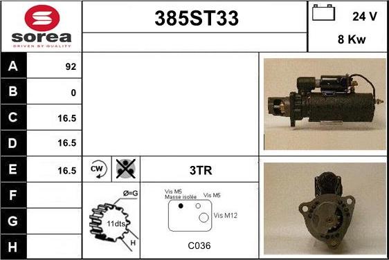 STARTCAR 385ST33 - Стартер autospares.lv