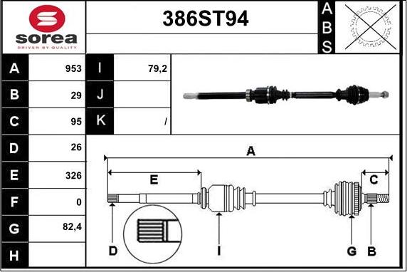 STARTCAR 386ST94 - Приводной вал autospares.lv