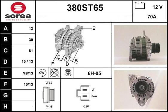 STARTCAR 380ST65 - Генератор autospares.lv