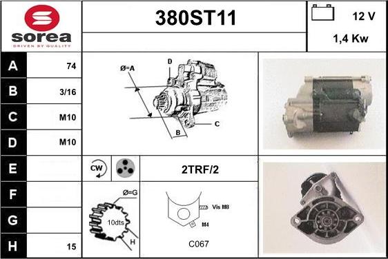 STARTCAR 380ST11 - Стартер autospares.lv