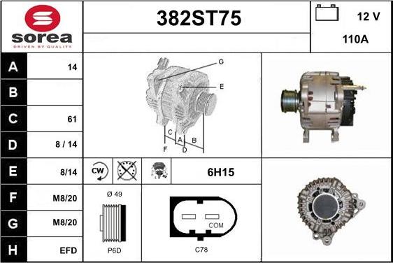 STARTCAR 382ST75 - Генератор autospares.lv