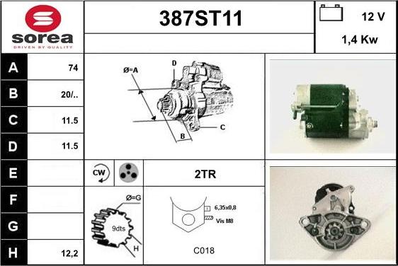 STARTCAR 387ST11 - Стартер autospares.lv