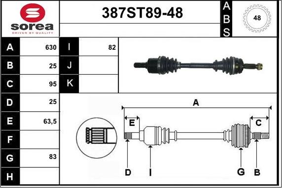 STARTCAR 387ST89-48 - Приводной вал autospares.lv