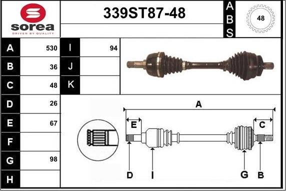 STARTCAR 339ST87-48 - Приводной вал autospares.lv