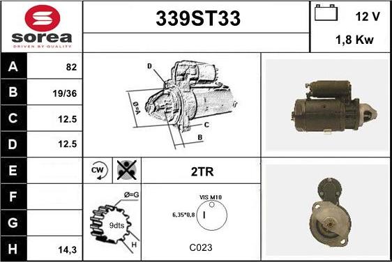 STARTCAR 339ST33 - Стартер autospares.lv