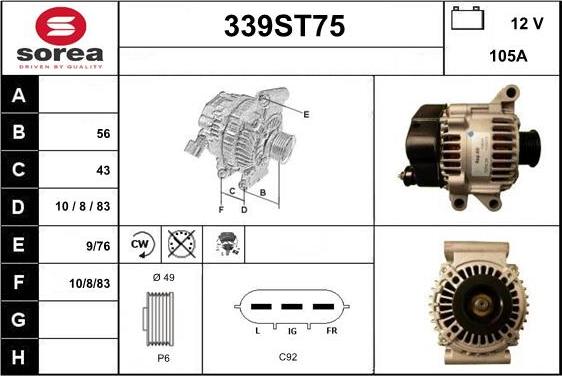 STARTCAR 339ST75 - Генератор autospares.lv