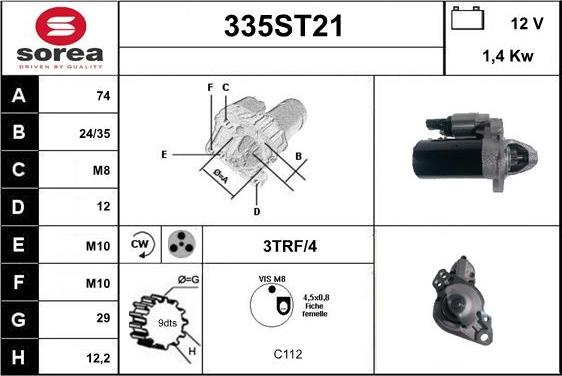 STARTCAR 335ST21 - Стартер autospares.lv