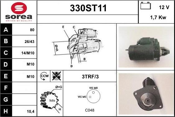 STARTCAR 330ST11 - Стартер autospares.lv