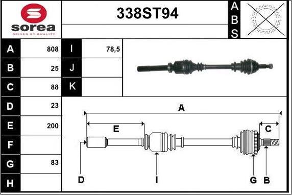 STARTCAR 338ST94 - Приводной вал autospares.lv