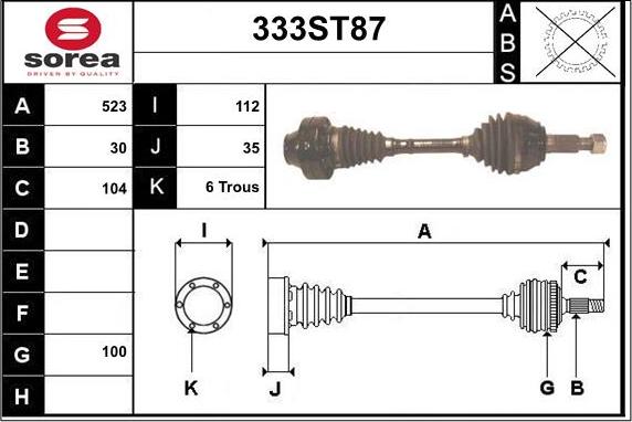 STARTCAR 333ST87 - Приводной вал autospares.lv