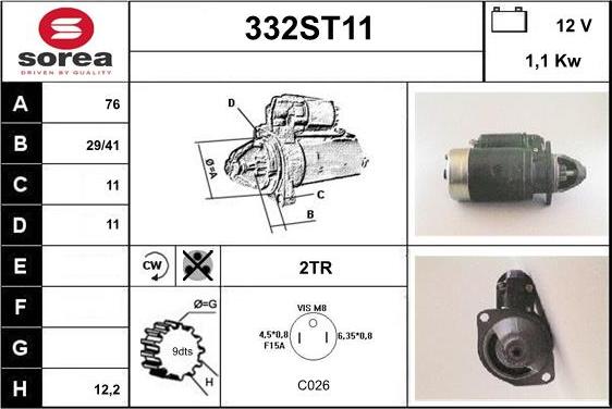 STARTCAR 332ST11 - Стартер autospares.lv