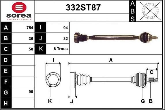 STARTCAR 332ST87 - Приводной вал autospares.lv