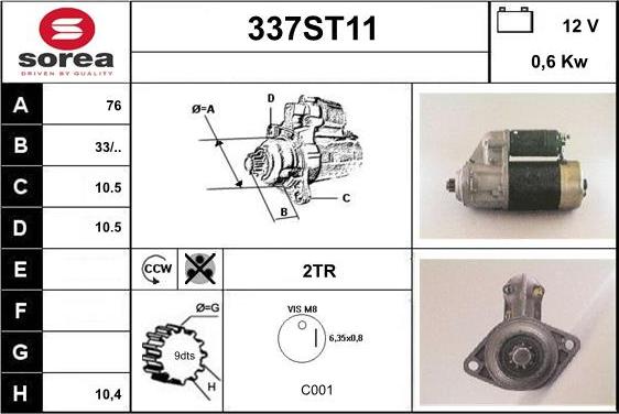 STARTCAR 337ST11 - Стартер autospares.lv