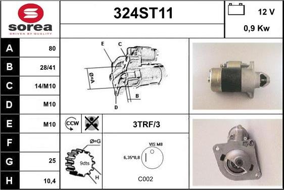 STARTCAR 324ST11 - Стартер autospares.lv