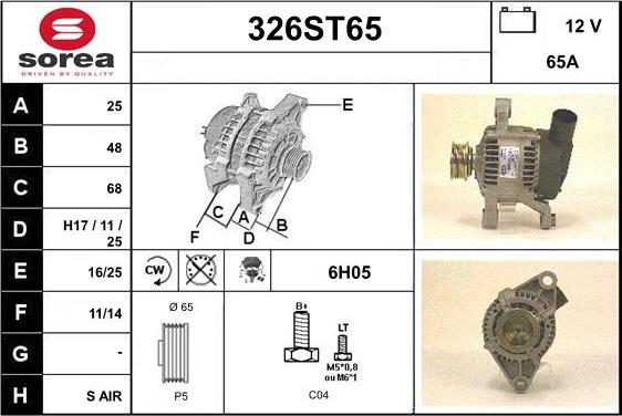 STARTCAR 326ST65 - Генератор autospares.lv