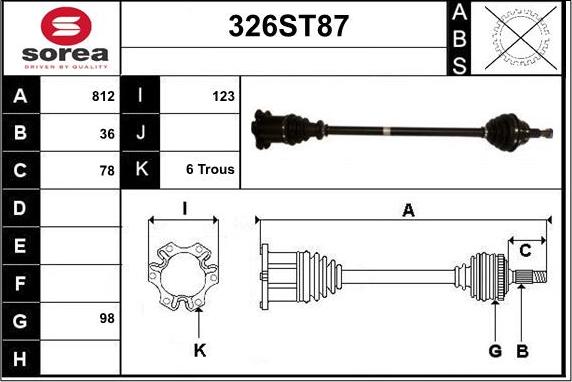 STARTCAR 326ST87 - Приводной вал autospares.lv