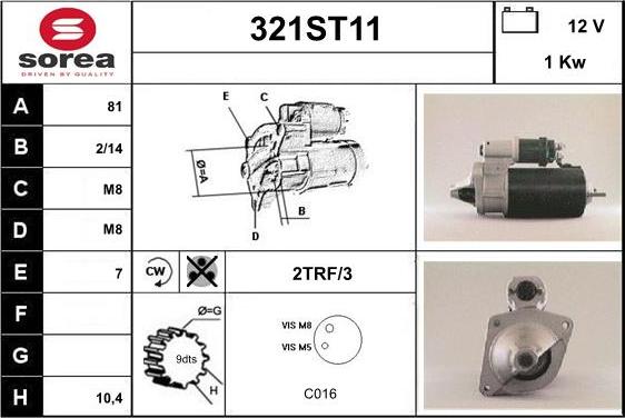 STARTCAR 321ST11 - Стартер autospares.lv