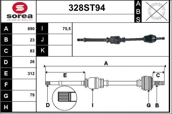 STARTCAR 328ST94 - Приводной вал autospares.lv