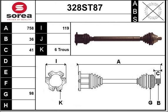 STARTCAR 328ST87 - Приводной вал autospares.lv