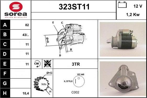 STARTCAR 323ST11 - Стартер autospares.lv