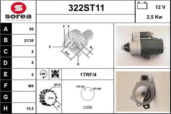 STARTCAR 322ST11 - Стартер autospares.lv