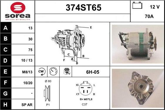 STARTCAR 374ST65 - Генератор autospares.lv