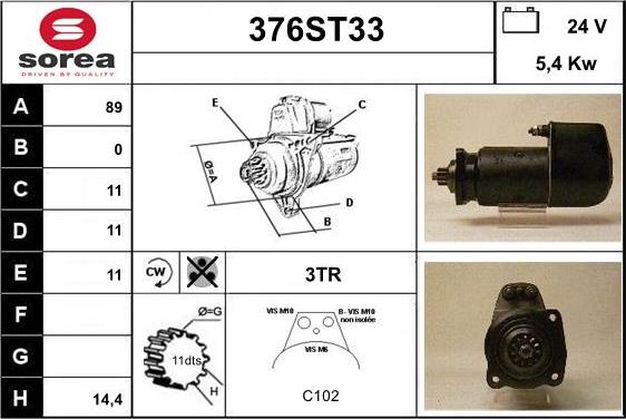 STARTCAR 376ST33 - Стартер autospares.lv