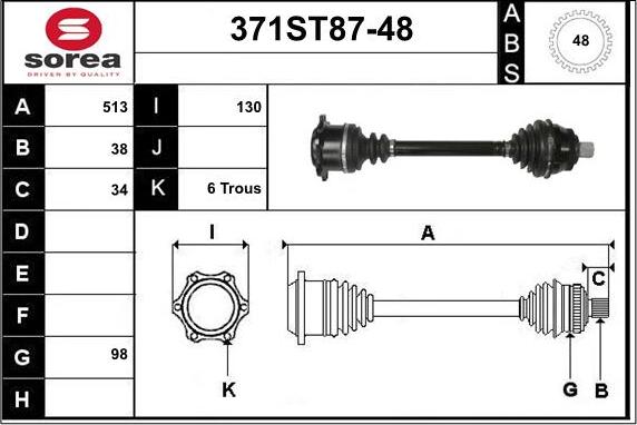 STARTCAR 371ST87-48 - Приводной вал autospares.lv