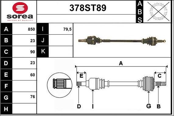 STARTCAR 378ST89 - Приводной вал autospares.lv