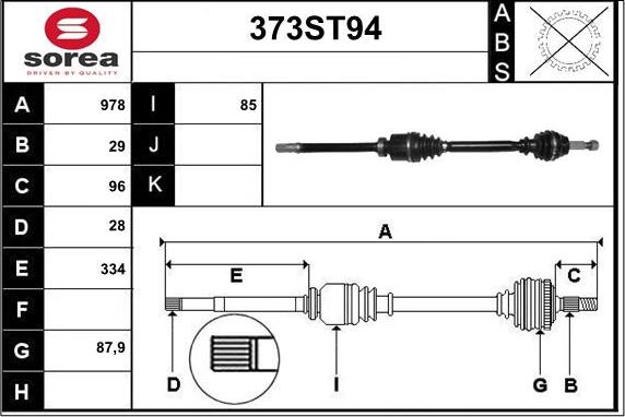 STARTCAR 373ST94 - Приводной вал autospares.lv