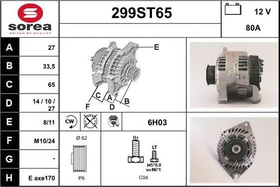 STARTCAR 299ST65 - Генератор autospares.lv