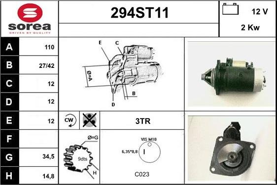 STARTCAR 294ST11 - Стартер autospares.lv