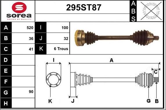 STARTCAR 295ST87 - Приводной вал autospares.lv