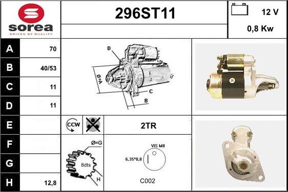 STARTCAR 296ST11 - Стартер autospares.lv