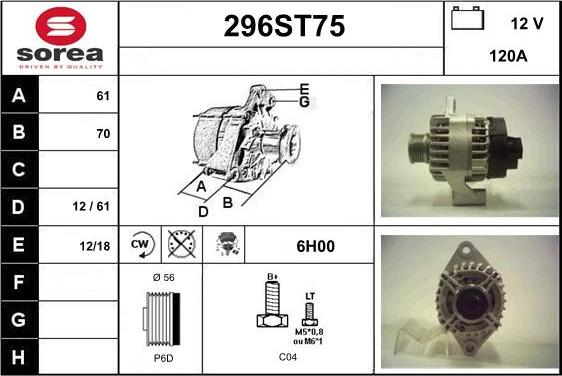 STARTCAR 296ST75 - Генератор autospares.lv